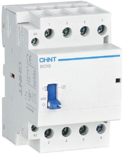 Контактор модульный CHINT NCH8-20M/40 3п 4НО 20А 230В с ручкой управления АС картинка